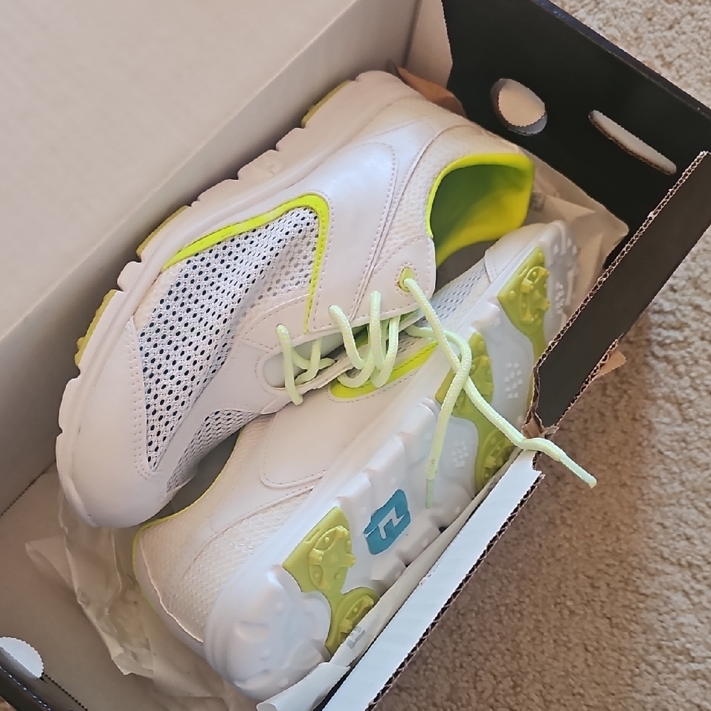 FootJoy White and Neon Green Athletic Shoes